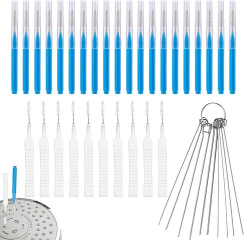 40pcs Shower Head Cleaning Tools, Multi-Size Stainless Steel Unclogging Picks and 2 Styles Tiny Showerhead Cleaner Brushes Unclogger Accessories for Small Holes, Faucets, Sink Gaps, Nozzles in Saudi Arabia