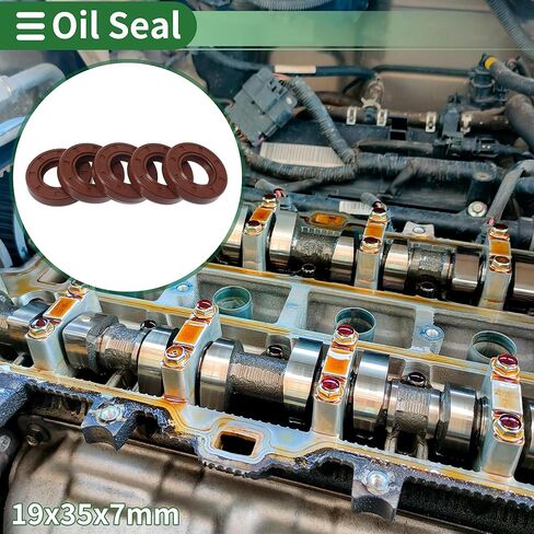 Universal Oil Seal TC Double Lip W Steel Spring Seal Ring Rotary Shaft Seal 19x35x8mm High Pressure FKM Rubber Brown 5 Pcs in Saudi Arabia
