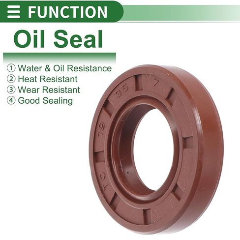Universal Oil Seal TC Double Lip W Steel Spring Seal Ring Rotary Shaft Seal 19x35x8mm High Pressure FKM Rubber Brown 5 Pcs in Saudi Arabia