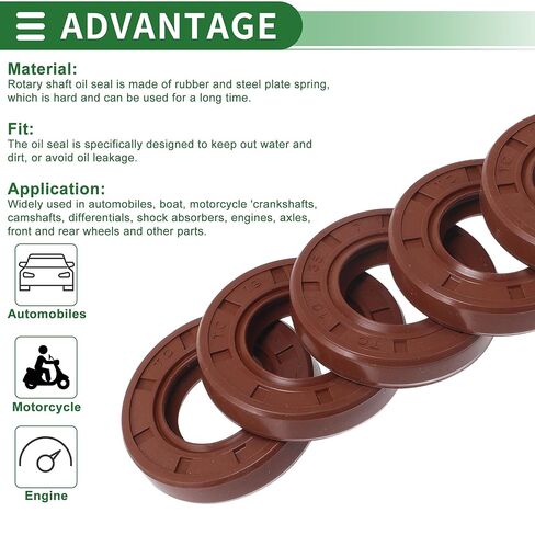 Universal Oil Seal TC Double Lip W Steel Spring Seal Ring Rotary Shaft Seal 19x35x8mm High Pressure FKM Rubber Brown 5 Pcs in Saudi Arabia