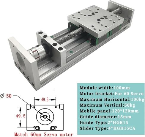 100mm Width Double Linear Guide Sliding Table SFU1605/1610 BallScrew 50-1200mm Linear Actuator XYZAxis 4PCS HGR15(with Handweel,SFU1605-350mm) in Kuwait