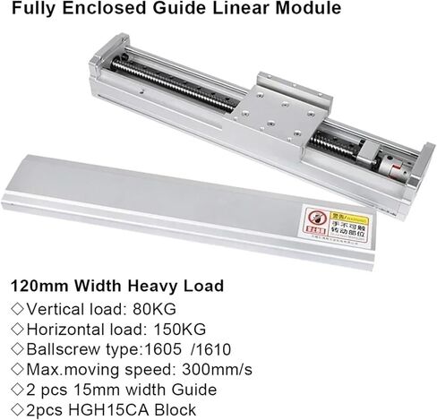 طاولة محور محور محور محور 120 مم عريض تمامًا X/y z طاولة انزلاقية شاقة NEMA23 57 مم محور واحد (مع مجموعة محرك 3.2nm ، 1400 SFU1610) in Kuwait