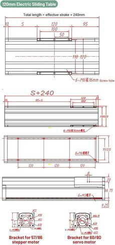 طاولة محور محور محور محور 120 مم عريض تمامًا X/y z طاولة انزلاقية شاقة NEMA23 57 مم محور واحد (مع مجموعة محرك 3.2nm ، 1400 SFU1610) in Kuwait