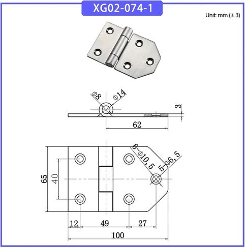 Enhance Heavy-Duty Industrial Machinery Doors 304 Stainless Steel Hinges 1Pcs(XG02-074-2) in Saudi Arabia