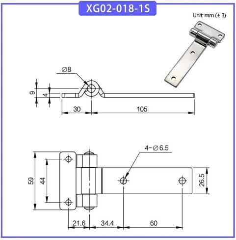 304 Stainless Steel Hinge T-Shaped Tongue 1Pcs(XG02-018-1S) in Saudi Arabia