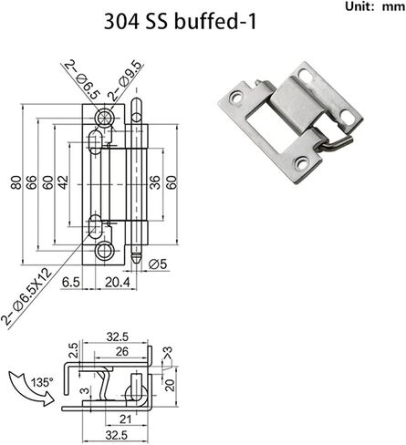 الفولاذ المقاوم للصدأ مفصل مخفي 1pcs (304 SS-2) in Saudi Arabia
