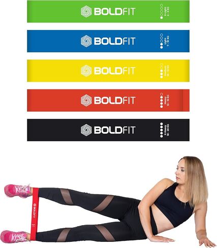 مجموعة حلقة مقاومة Boldfit Mini (حزمة من 5) نطاقات تمرينات نطاقات الورك لصالح Gym Booty Belt Band Theraband for Litness ، Multicolor ، (Rminiloop1) in Saudi Arabia