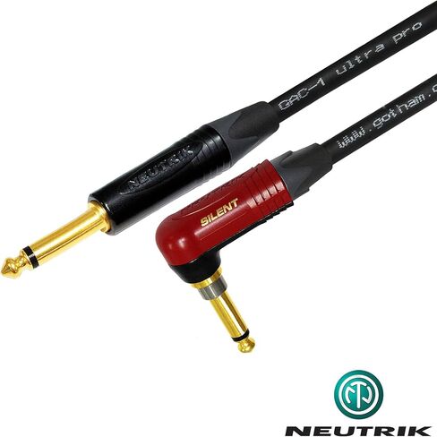 Best Worlds Best Cabls 15 Foot - Gotham GAC -1 Ultra Pro - Premium Low -Cap (21 PF/F) كابل أداة الجيتار الجيتار مع الذهب النيوترريك مباشرة إلى الزاوية (سدادة صامتة) ¼ بوصة (6.35 مم) TS - مصنوعة مخصصة مصنوعة in Kuwait