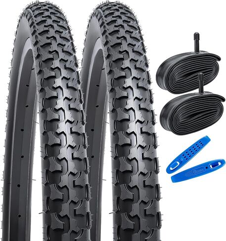 yunscm 2-pcs 24 "إطارات الدراجات الجبلية 24 × 1.75/47-507 و 24" أنابيب الدراجة الثقيلة AV32MM صمام schrader متوافق مع الدراجة الجبلية 24 × 1.75 24 × 1 in Saudi Arabia