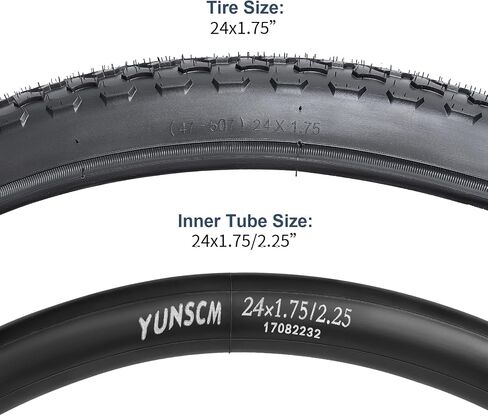 yunscm 2-pcs 24 "إطارات الدراجات الجبلية 24 × 1.75/47-507 و 24" أنابيب الدراجة الثقيلة AV32MM صمام schrader متوافق مع الدراجة الجبلية 24 × 1.75 24 × 1 in Saudi Arabia