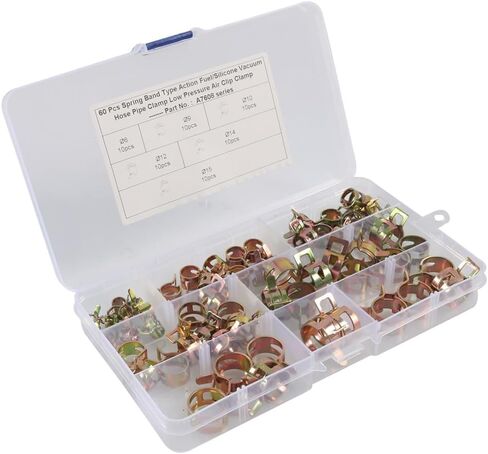 Lirun Car Spring Band Clip Fuel Hose Pipe Fastener Air Silicone Vacuum Clamp Assortment Tool 60pcs 15mm 14mm 12mm 10mm 9mm 6mm Steel in Saudi Arabia
