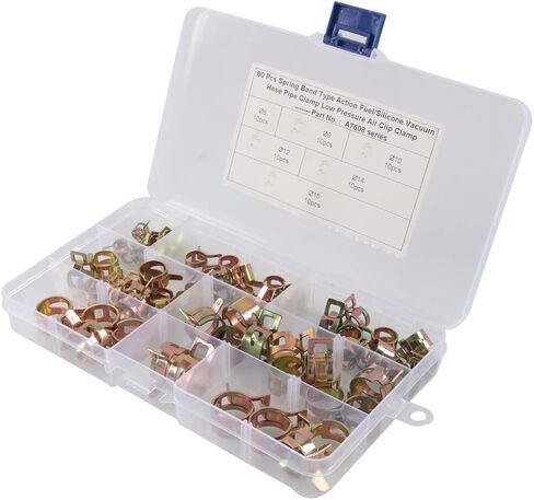 Lirun Car Spring Band Clip Fuel Hose Pipe Fastener Air Silicone Vacuum Clamp Assortment Tool 60pcs 15mm 14mm 12mm 10mm 9mm 6mm Steel in Saudi Arabia