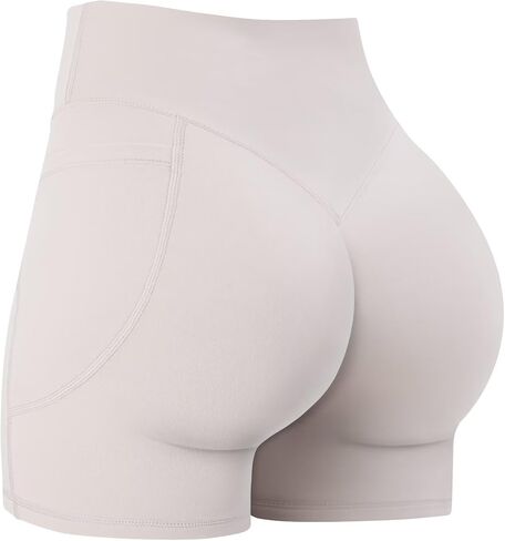 Sunzel Hidden Butt Lifting Scrunch Biker Shorts 4"No Front Seam High Waist Tummy Control Yoga Workout Gym Shorts with Pockets in Saudi Arabia