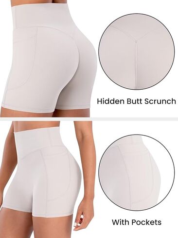 Sunzel Hidden Butt Lifting Scrunch Biker Shorts 4"No Front Seam High Waist Tummy Control Yoga Workout Gym Shorts with Pockets in Saudi Arabia