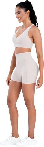 Sunzel Hidden Butt Lifting Scrunch Biker Shorts 4"No Front Seam High Waist Tummy Control Yoga Workout Gym Shorts with Pockets in Saudi Arabia