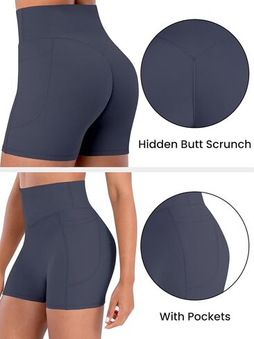 Sunzel Hidden Butt Lifting Scrunch 4 Inch Biker Shorts with Pocket Women No Front Seam High Waist Tummy Control Yoga Shorts in Saudi Arabia