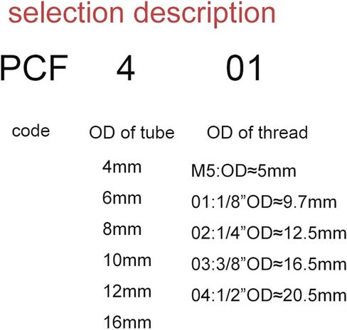 Pneumatic connector PCF for 4mm-12mm fitting thread M5 1/8" 1/4" 3/8" 1/2" air Thread Female Straight Air Fitting(PCF 8,04) in Saudi Arabia