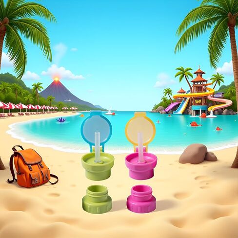 2Pcs Green and Pink Water Bottle Straw Caps, Cute Spill Proof Water Bottle Straw Caps Replacement, Portable Juice Water Bottle Cap with Straw for Boys Girls,Easy to Use Bottle-Feeding in Saudi Arabia