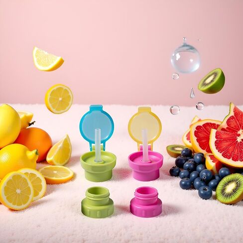 2Pcs Green and Pink Water Bottle Straw Caps, Cute Spill Proof Water Bottle Straw Caps Replacement, Portable Juice Water Bottle Cap with Straw for Boys Girls,Easy to Use Bottle-Feeding in Saudi Arabia