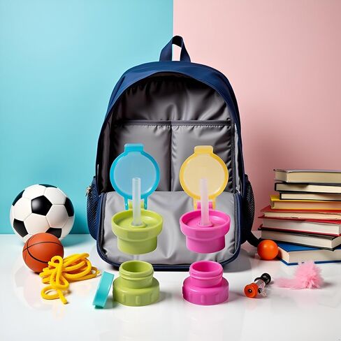 2Pcs Green and Pink Water Bottle Straw Caps, Cute Spill Proof Water Bottle Straw Caps Replacement, Portable Juice Water Bottle Cap with Straw for Boys Girls,Easy to Use Bottle-Feeding in Saudi Arabia