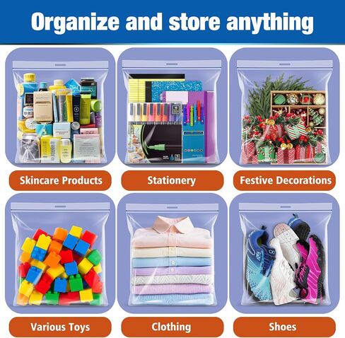 Large Plastic Bag with Zipper Sealed 5 Gallon, 2mil Thick, 18" x 24", Plastic Storage Bag with Handle for Clothes, Moving, Travel, 10pcs in Saudi Arabia