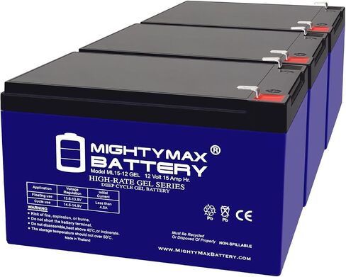 Mighty Max Battery 12V 15ah Gel F2 استبدال البطارية متوافقة مع Razor 15165070 Mx650 Dirt Rocket - 3 Pack in Saudi Arabia
