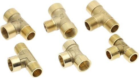 Hose Connector,Steel Tee Pipe Fittings 1pcs Pneumatic Plumbing Brass Male/Female Thread BSP Type Copper Fitting Water Oil Gas Adapter(Ffm,1/8Inch) in Saudi Arabia