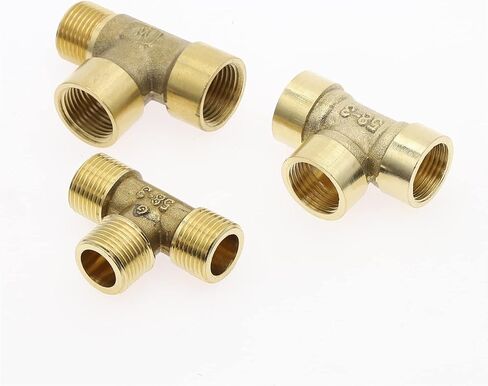 Hose Connector,Steel Tee Pipe Fittings 1pcs Pneumatic Plumbing Brass Male/Female Thread BSP Type Copper Fitting Water Oil Gas Adapter(Ffm,1/8Inch) in Saudi Arabia