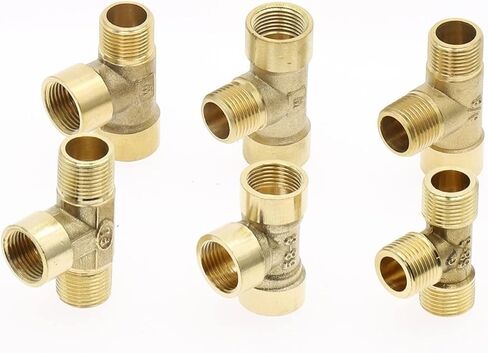 Hose Connector,Steel Tee Pipe Fittings 1pcs Pneumatic Plumbing Brass Male/Female Thread BSP Type Copper Fitting Water Oil Gas Adapter(Ffm,1/8Inch) in Saudi Arabia