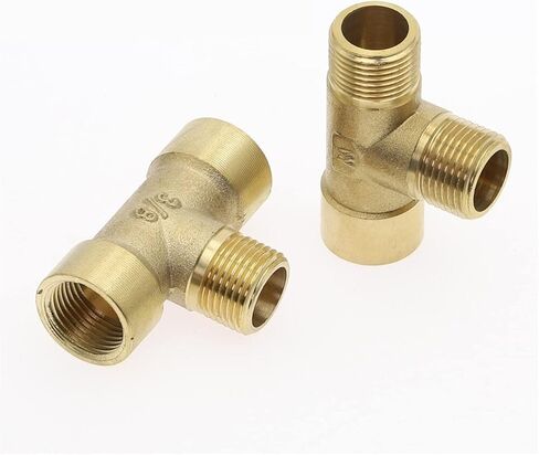 Hose Connector,Steel Tee Pipe Fittings 1pcs Pneumatic Plumbing Brass Male/Female Thread BSP Type Copper Fitting Water Oil Gas Adapter(Ffm,1/8Inch) in Saudi Arabia