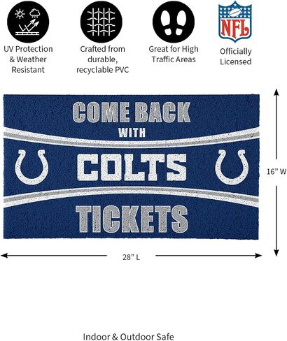 فريق الرياضة America NFL Indianapolis Colts | المدخل الداخلي والخارجي | 28 × 16 بوصة | غير الانزلاق | ترحيب الحصير | Muddy Dog Paws | مدخل الباب الأمامي ديكور in Saudi Arabia
