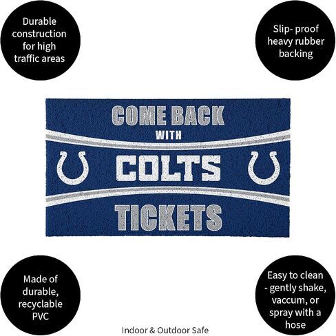 فريق الرياضة America NFL Indianapolis Colts | المدخل الداخلي والخارجي | 28 × 16 بوصة | غير الانزلاق | ترحيب الحصير | Muddy Dog Paws | مدخل الباب الأمامي ديكور in Saudi Arabia