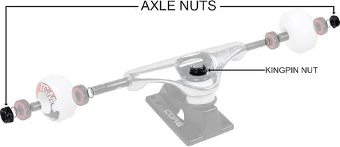 Bushboard Bushings Premium 100a الأزرق الصلب الإضافي مع محور حقيبة الدايم ، ومكسرات Kingpin و SPEED Kit - إعادة بناء/تحديث حزمة تناسب جميع شاحنات لوح التزلج تقريبًا in Saudi Arabia