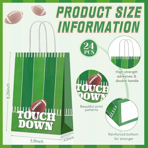 Janlaugh 24 PCS Baseball Party Favor Gift Bags with Handles Tissue Paper Baseball Paper Goodie Snack Candy Treat Bags for Birthday Themed Party Supplies Decorations in Saudi Arabia