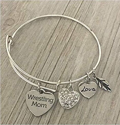 Sportybella Wrestling Mom Charm Bangle Bracelet- Women's Wrestling Jewelry - Gifts for Moms in Saudi Arabia
