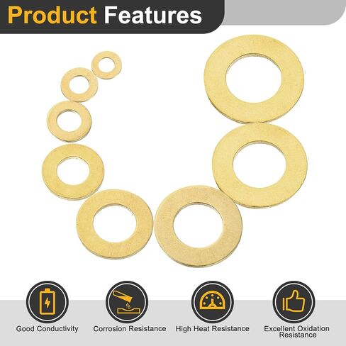 uxcell M8 Flat Washer, 12 Pcs Brass Ring Flat Washers 24mm OD 1.5mm Thick Metal Sealing Gasket Ring for Screws Bolts Nuts in Saudi Arabia