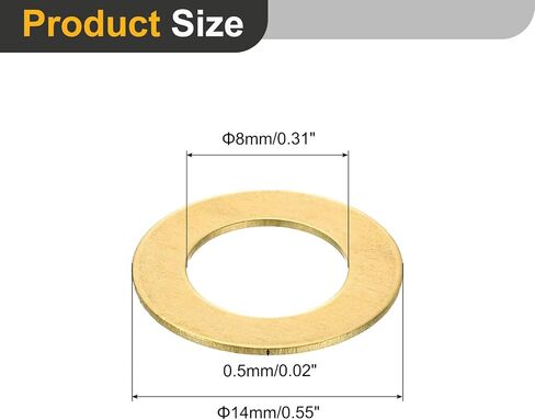 uxcell M8 Flat Washer, 12 Pcs Brass Ring Flat Washers 24mm OD 1.5mm Thick Metal Sealing Gasket Ring for Screws Bolts Nuts in Saudi Arabia