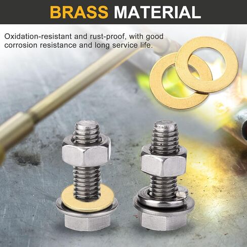 uxcell M8 Flat Washer, 12 Pcs Brass Ring Flat Washers 24mm OD 1.5mm Thick Metal Sealing Gasket Ring for Screws Bolts Nuts in Saudi Arabia