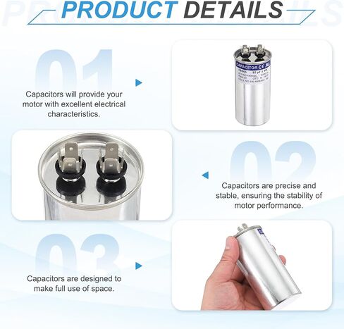 MECCANIXITY 2Pcs 40MFD CBB65 Run Start Capacitor 40uF, 370/440V Round AC Capacitor for AC Motor Run, HVAC, Air Conditioner, Condenser Motors in Kuwait