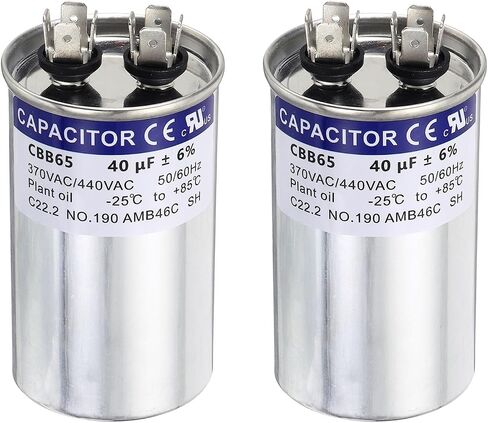 MECCANIXITY 2Pcs 40MFD CBB65 Run Start Capacitor 40uF, 370/440V Round AC Capacitor for AC Motor Run, HVAC, Air Conditioner, Condenser Motors in Kuwait