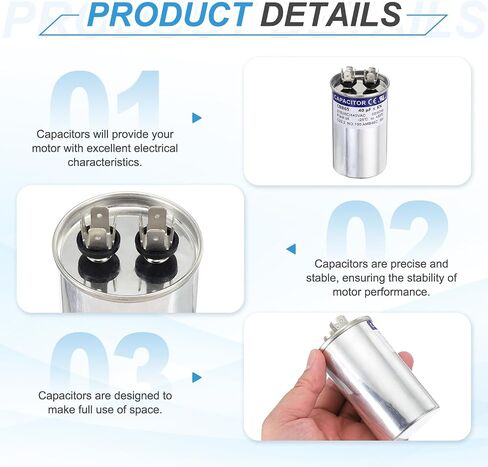 MECCANIXITY 2Pcs 40MFD CBB65 Run Start Capacitor 40uF, 370/440V Round AC Capacitor for AC Motor Run, HVAC, Air Conditioner, Condenser Motors in Kuwait