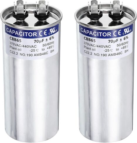 MECCANIXITY 2Pcs 40MFD CBB65 Run Start Capacitor 40uF, 370/440V Round AC Capacitor for AC Motor Run, HVAC, Air Conditioner, Condenser Motors in Kuwait