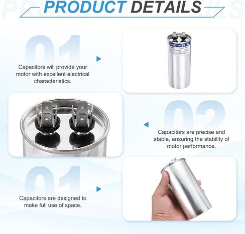 MECCANIXITY 2Pcs 40MFD CBB65 Run Start Capacitor 40uF, 370/440V Round AC Capacitor for AC Motor Run, HVAC, Air Conditioner, Condenser Motors in Kuwait