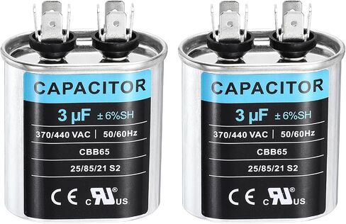 MECCANIXITY 2Pcs 3MFD CBB65 Run Start Capacitor 3uF, 370/440V Oval AC Capacitor for AC Motor Run, HVAC, Air Conditioner, Condenser Motors in Saudi Arabia