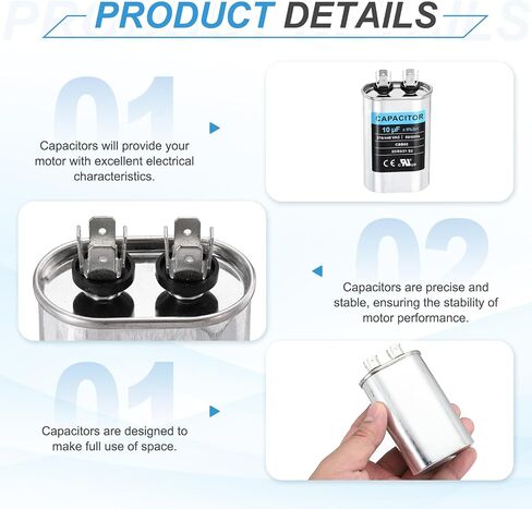 MECCANIXITY 2Pcs 3MFD CBB65 Run Start Capacitor 3uF, 370/440V Oval AC Capacitor for AC Motor Run, HVAC, Air Conditioner, Condenser Motors in Saudi Arabia