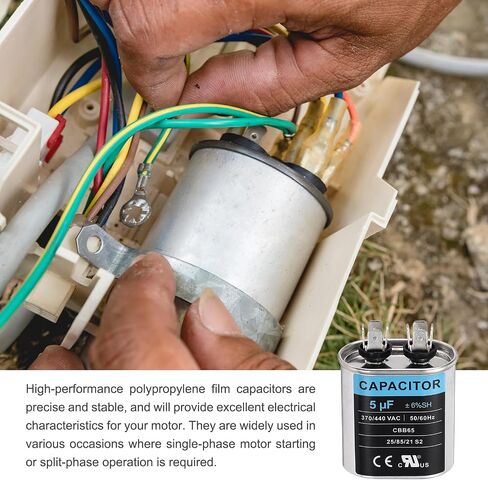 meccanixity 2pcs 3MFD CBB65 تشغيل start مكثف 3UF ، 370/440V OVAL AC CAPACITOR in Saudi Arabia