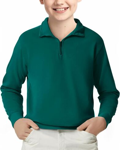 Haloumoning Boys Quarter Zip Sweatshirt Kids Long Sleeve Fall Pullover 5-14 Years in Saudi Arabia