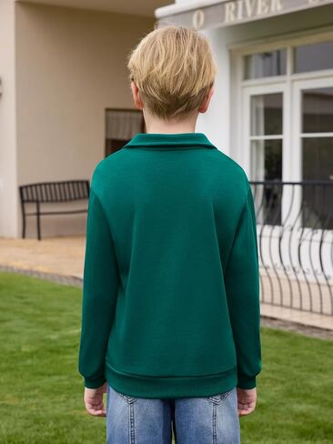Haloumoning Boys Quarter Zip Sweatshirt Kids Long Sleeve Fall Pullover 5-14 Years in Saudi Arabia