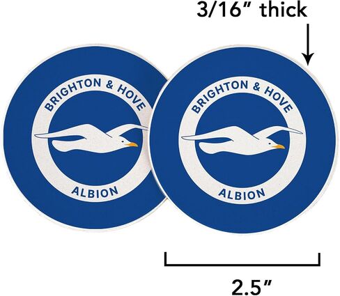 ملحقات CACTUS Brighton & Hove Albion Car Car Bhafc Seagulls نادي كرة القدم الممتصة Custer Custer Coasters مجموعة منتجات مرخصة من 2 (تصميم A) in Saudi Arabia