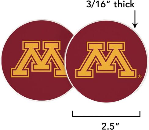شركة Desert Cactus University of Minnesota Car Coaster Golden Gophers Custers Custer Custer Custer Set of 2 (Design A) in Saudi Arabia